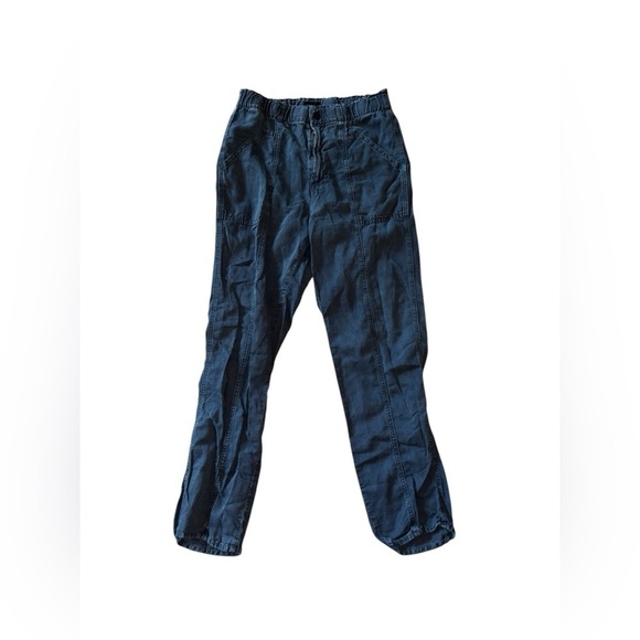 MOTHER The Springy Ankle Pants Wash Black Size 26 Linen Lyocell Boho - Picture 1 of 11